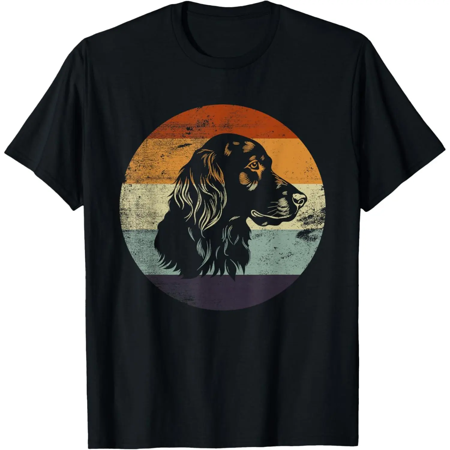 Women's Vintage 100% Cotton Cute Gordon Setter Dog Distressed Graphic T-Shirt - Casual Fit, Loose-Fitting Round Neck Short Sleeve Streetwear, Machine Washable, Large, for Holiday & Everyday Wear