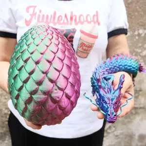 4pcs 3D Printed Dragon Egg + Dragon Toys, Large 18cm Stress Relief and Novelty Gifts, Perfect for Holidays and Birthdays,Boys & Men gifts, Decoration