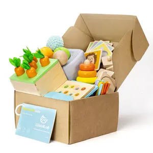 Woodtoe Montessori Toys Set for Babies 1+, 5 in 1 Wooden Learning Educational Play Toys with Montessori Sticks, Object Permanence Box, Textured Sensory Ball, Wooden Pattern Book and More, 1st Birthday Valentines Day Gift for Toddler