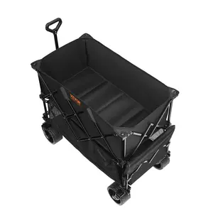 VEVOR Foldable Double Decker Wagon, 400L Collapsible Wagon Cart with All-Terrain Wheels, Heavy Duty Folding Wagon Cart 350 lbs Weight Capacity for Camping, Shopping, Garden, 52" Extra Long Extender