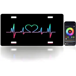Custom Front License Plates for  - Personalized  License Plates for Front with RGB Color Changing - 6" x 12" Inch - Design Your Own License Plate Auto Tags,  Plate
