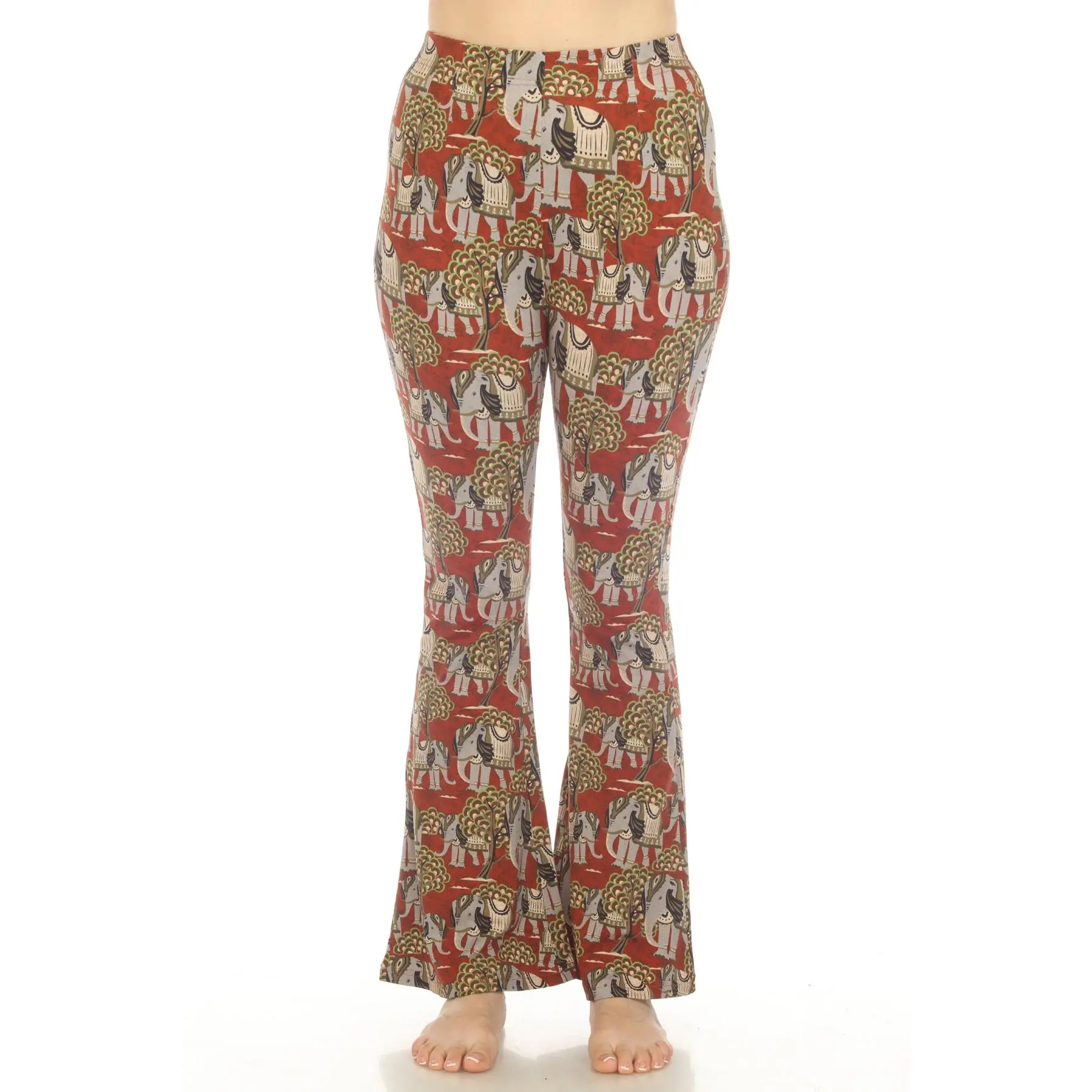Elephant Print Bellbottom Pants