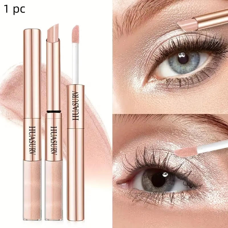 2-in-1 Dual-Ended Eyeshadow Stick -- Also serves as a lipstick with multiple uses, cream and liquid formula, silky smooth and soft texture, pearlescent, easy to blend, sparkling effect, suitable for parties, dates, travel, and daily use. A must-have for m
