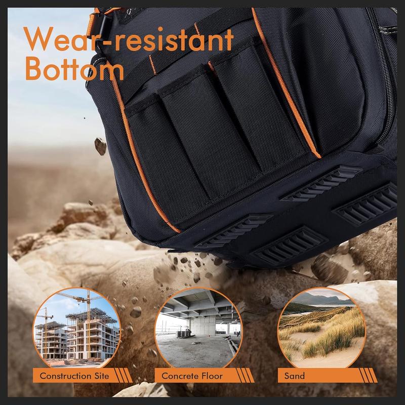 52 Pockets Tool Bag Backpack for Men Tool Backpack Heavy Duty Storage Organization Tool Bags Heavy Duty with Molded Base for Electrician Repairman Industrial & Construction Work Black 52 Pockets Tool Bag Backpack for Men Tool Backpack Heavy Duty Storage Organization Tool Bags Heavy Duty with Molded Base for Electrician Repairman Industrial & Construction Work Black