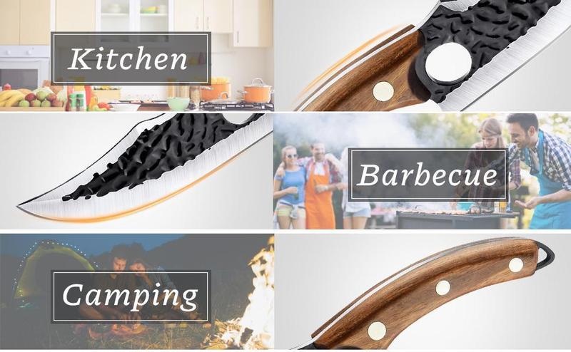 Hand Forged Kitchen Chef Knife, 6 Inch Viking Knife Butcher Boning Knife With Leather Sheath Hand Forged Kitchen Chef Knife, 6 Inch Viking Knife Butcher Boning Knife With Leather Sheath