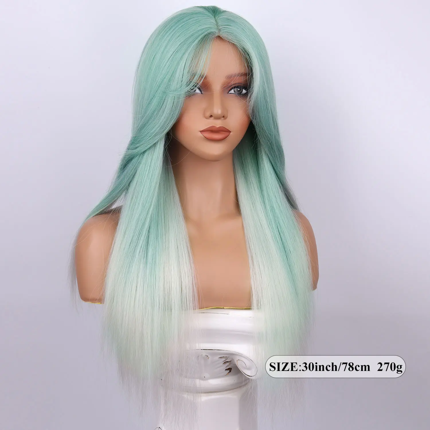 ? Women Green Long Cosplay Wig Mint Striaght Halloween Costume Party Hair Cap Amazon.com : WGPFWIG Women main image 2