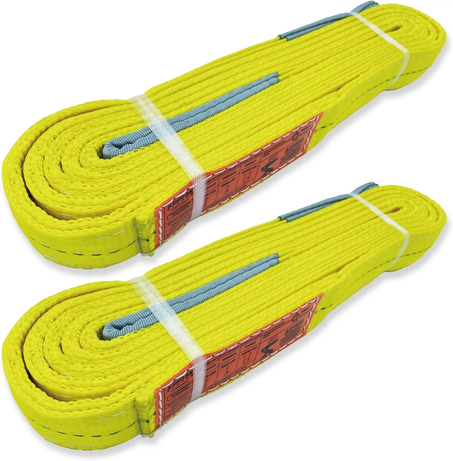 2-Ply Lifting  2x 10 ft Webbing Sling Tree Saver 2Pack Heavy Duty Web Strap Rigging Moving Towing Hoisting Gear