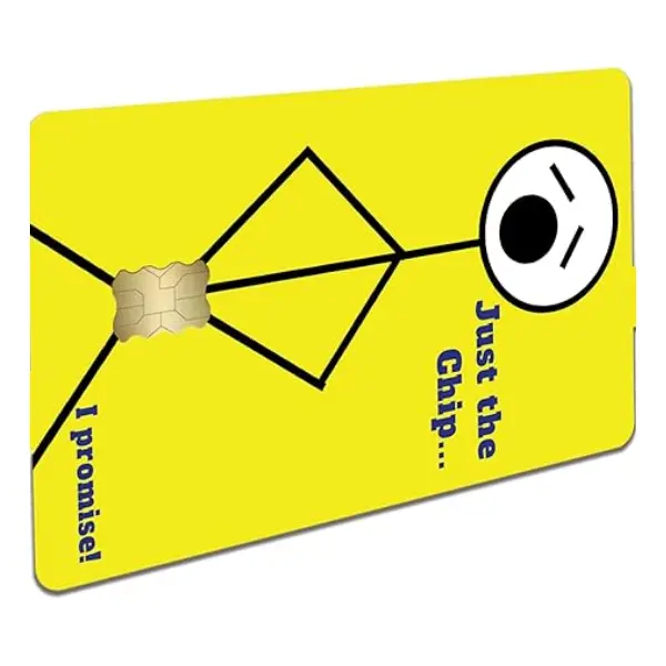 Funny Credit Card Skin Sticker – Just The Chip Stickman Design – Sarcastic Spender Meme Style – One-Sided Rectangle Chip Card Cover