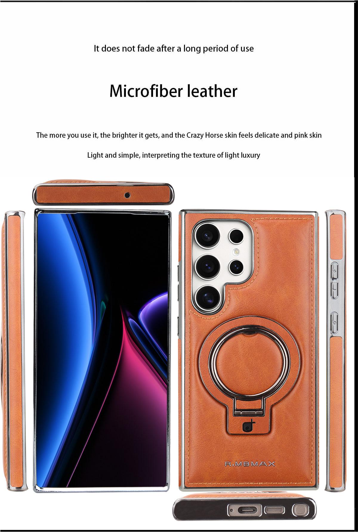 New Luxury Genuine Leather Magnetic Stand Phone Case for Samsung S25Ultra/S25Plus/S24Ultra/S23 Electroplated High-end Business Men Full Shockproof Protective Case