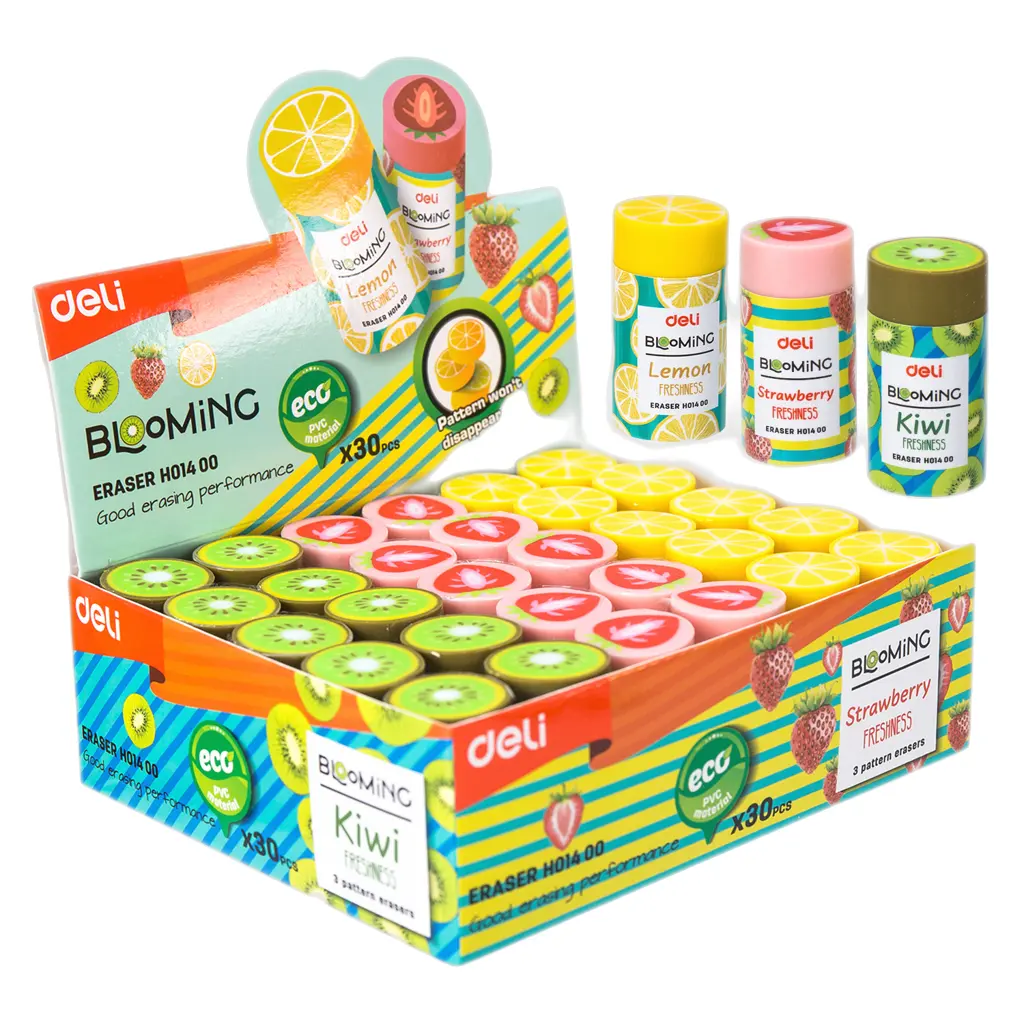 Fruit Erasers 30 Pcs ,Pencil Eraser Shaving Roller Case,Themed Cute and Fun Party Favor and School Supplies for Kids,Back to School Gift