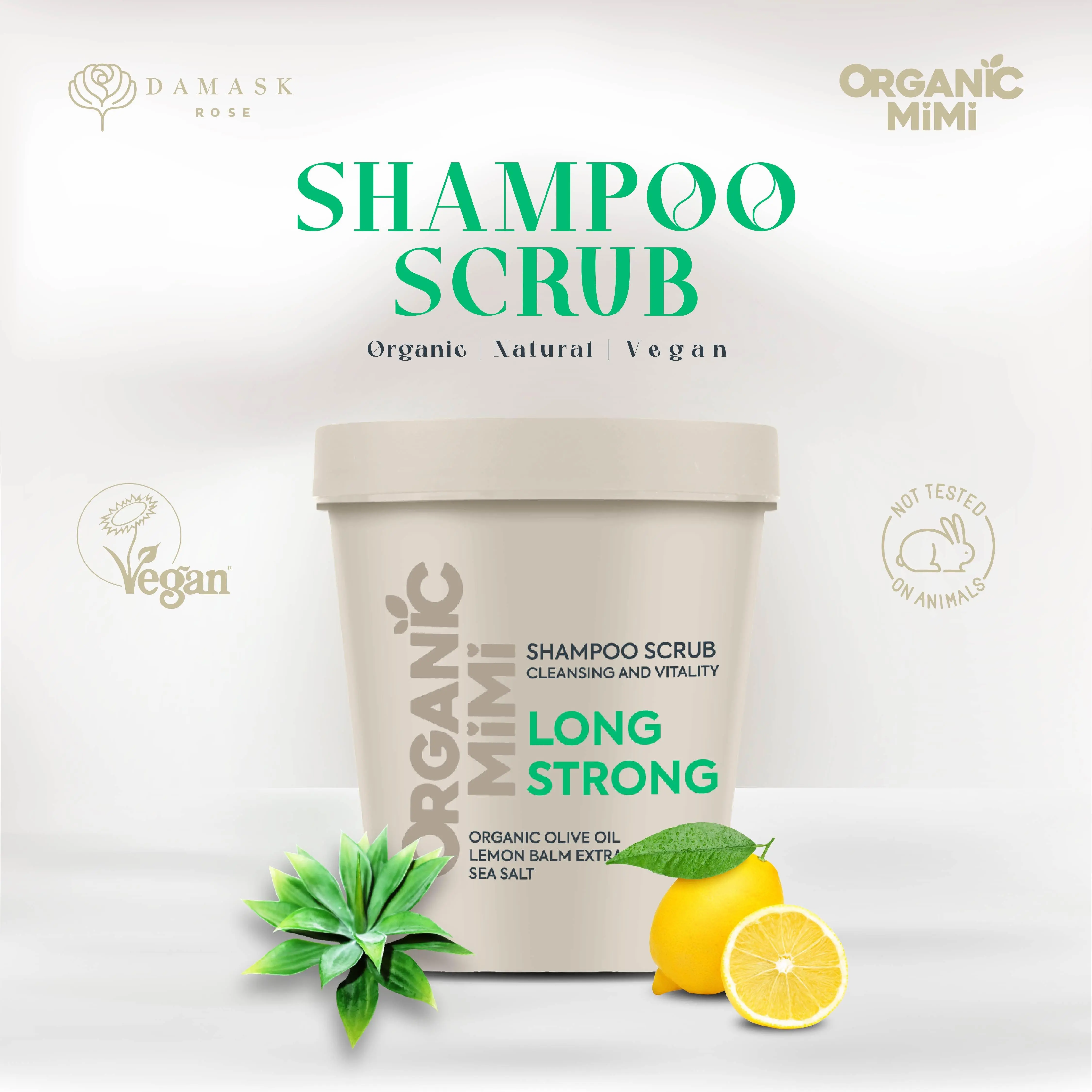 ORGANIC MIMI Olive Lemon Haircare Cleanser Shampoo Scrub - Oil Control, Long & Strong Hair Vitality, 310g