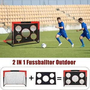 Portable Five-Hole Football Goal, 2-In-1 Design, Foldable Outdoor Training Net, 5 Target Areas, 450D Oxford Fabric, 47.2x35.4x35.4 Inches, Soccer Training Equipment
