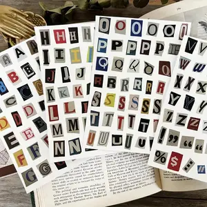 181 Vintage Letter Stickers Set, A-Z Capital & Small Letters, Matte Paper DIY Craft Materials, Durable Irregular Cut Design, Sticker Packs