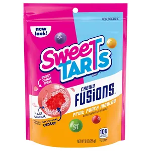 SweeTARTS Chewy Fusions Candy Fruit Punch Medley, Ropes Bites Mixed Fruit 9 Oz and 8 Oz
