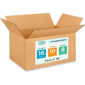 Medium Moving & Shipping Boxes 16x10x8 inches (10-Pack) - Extra Strength 200 lb vs Regular - Corrugated Cardboard Boxes Moving - Medium Moving Box for USPS, FedEx - Carton Box by IDL Packaging