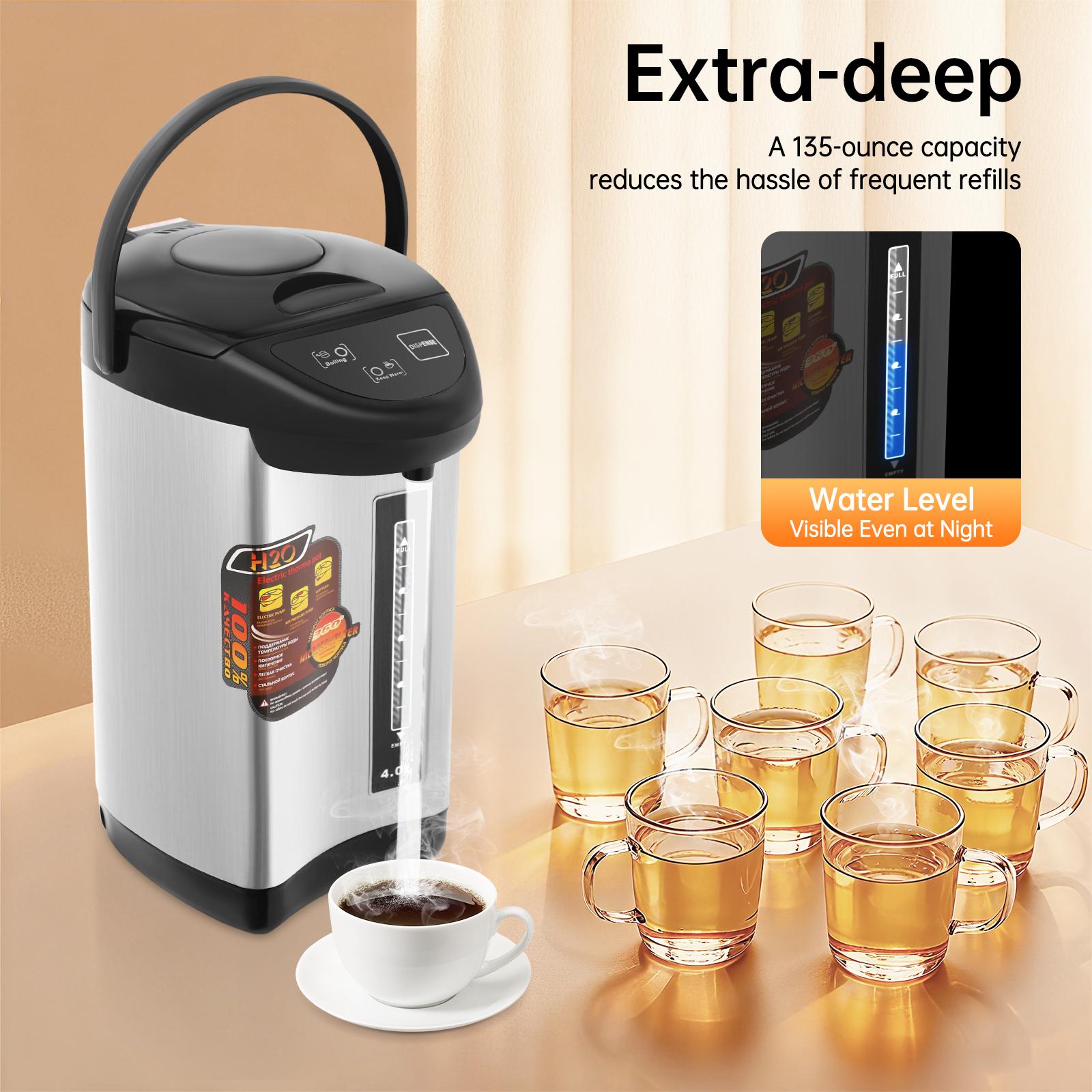 4L Hot Water Boiler 750W 3 Dispensing Modes Touch Push Air Pressure 304 Stainless Steel Insulated for Home Office Coffee Tea Kitchen