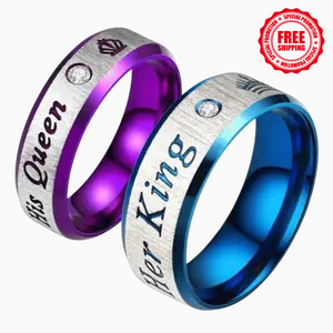 Her King His Queen Couple Rings with Cubic Zirconia for Both Men and Women