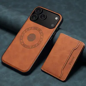 Wireless Charging Magnet Faux Leather Phone Case Card Holder Stand Smooth Surface Wallet 2-in-1 For iPhone 17 Pro Max 16 Plus 15 Pro 14 13 12 For Unisex Relatives Friends And Elders Holiday Gift