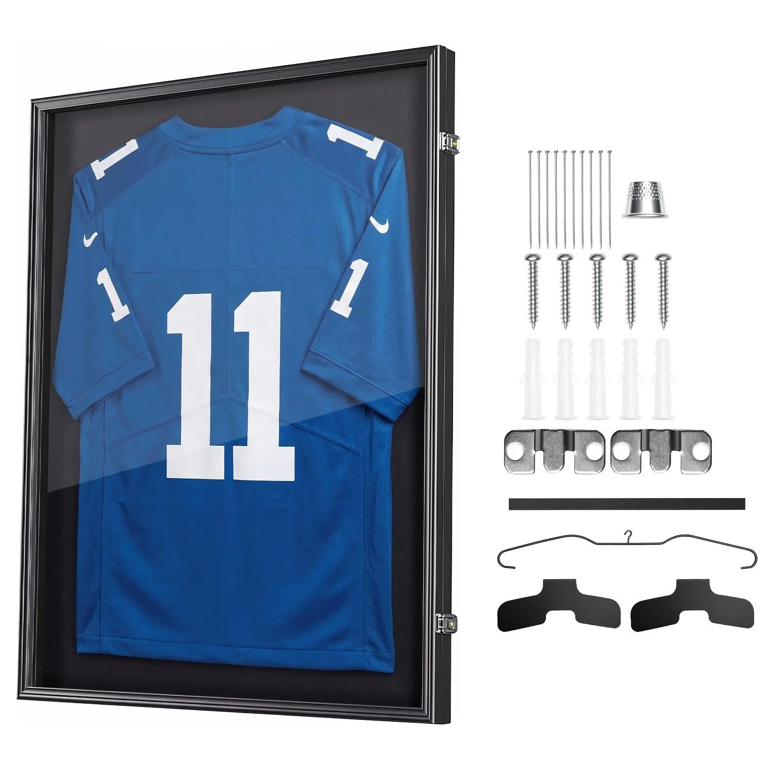 【SummerFinds】VEVOR Jersey Frame Display Case, 36.4 x 28.3 x 1.5 in, Wooden Sport Jersey Shadow Box with 98% UV Protection PC Panel and Hanger, Magnetic Lock, for Baseball Basketball Football Hockey Shirt Uniform