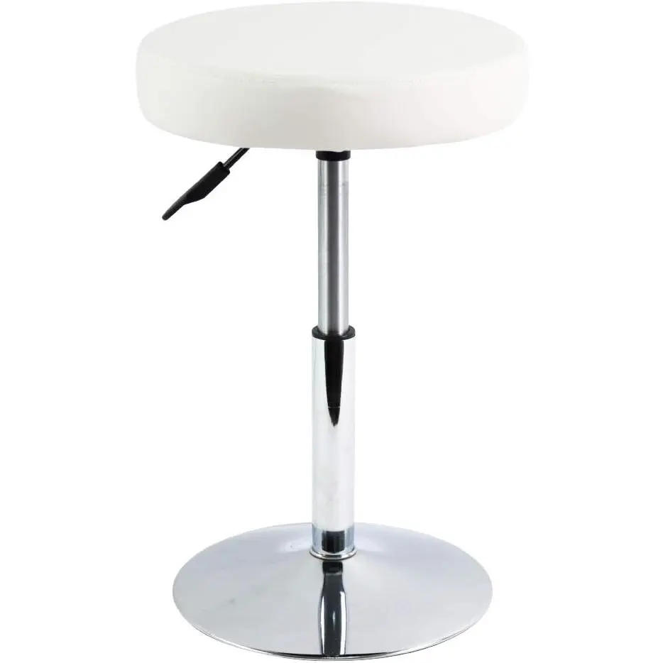 Round Vanity Stool PU Leather Shop Stool Height Adjustable Stool Swivel Counter Stool Office Stool Chair  Salon Stool Manicure Stool  Stool Small White