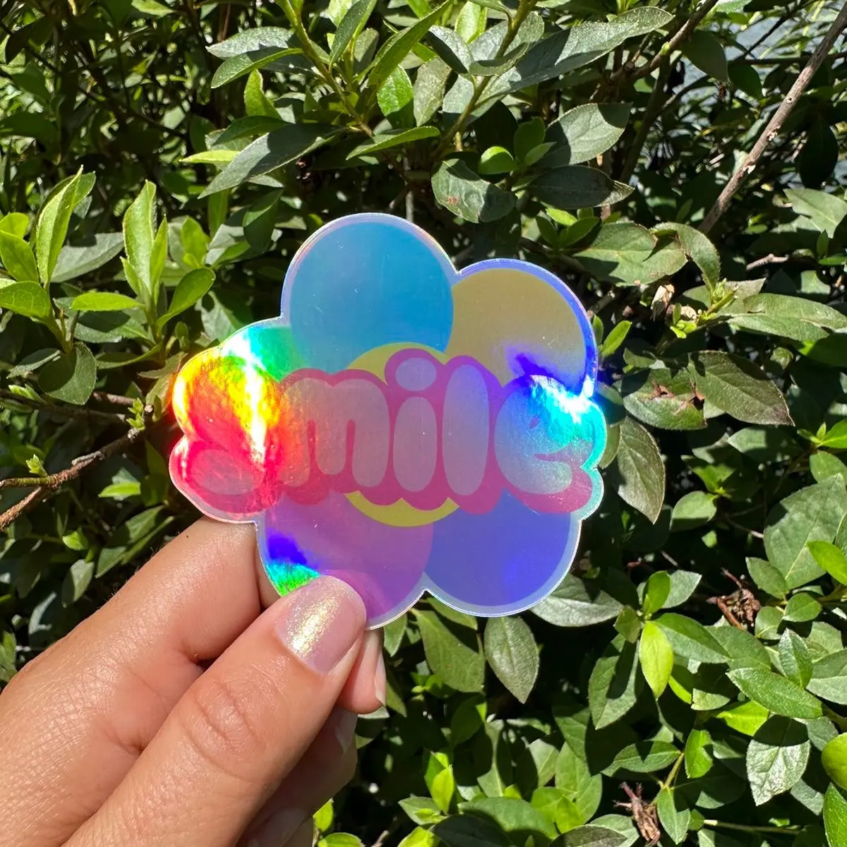 Smile Sticker | Mental Health Sticker | Colorful Holographic Sticker