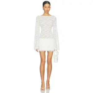 Runaway The Label Effie Long Sleeve Mini Dress in White