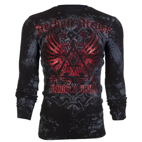 Archaic By Affliction Mens Long Sleeve Thermal Shirt ACHILLES Crewneck