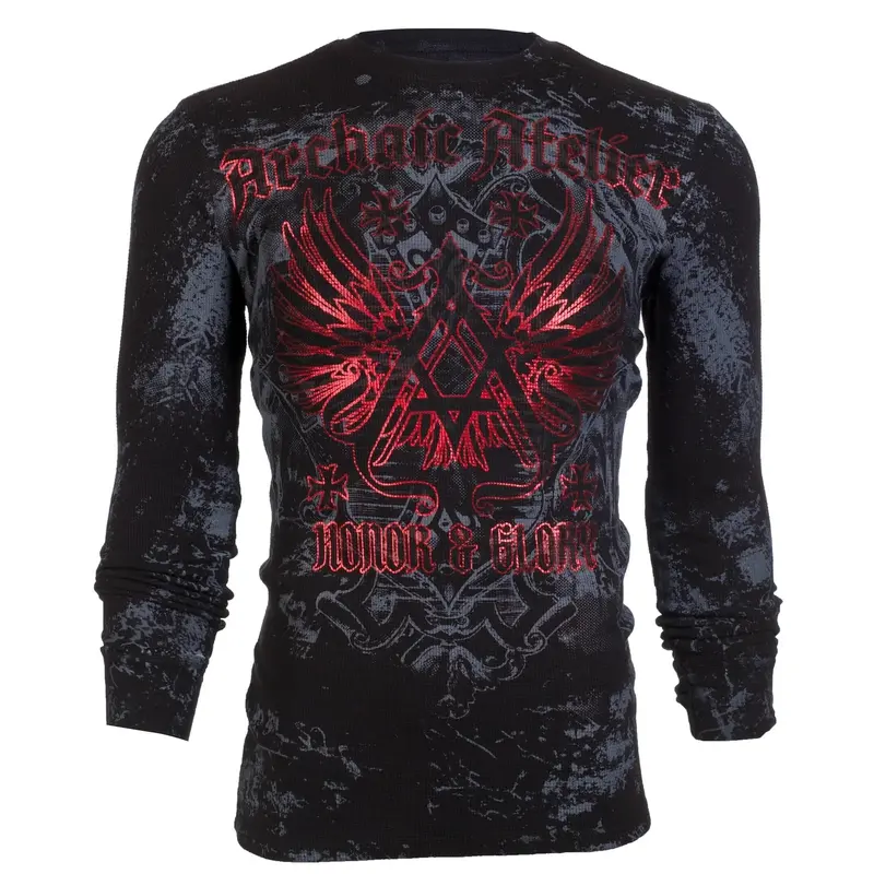 Archaic By Affliction Mens Long Sleeve Thermal Shirt ACHILLES Crewneck