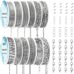 Necklace Chain for  Making, 95.1  12 Rolls Stainless Steel  Chains for DIY Necklace Bracelet Making with Stainless Steel Jump Rings/Lobster Clasps/Connectors