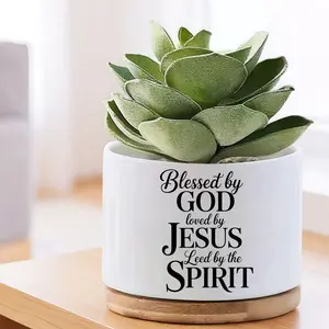 Blessed by God Succulent Plant in Inspirational Ceramic Pot – Faith-Based Home & Office Decor, Jesus Quote Motivational Gift, Spiritual Positive Energy Indoor Plant, Christian Birthday or Holiday Gift for Loved Ones