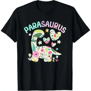 Parasaurus Watercolor T-Shirt| Funny Paraeducator Dinosaur Graphic Tee| 100% Cotton Unisex Shirt| Cute Casual Teacher Top