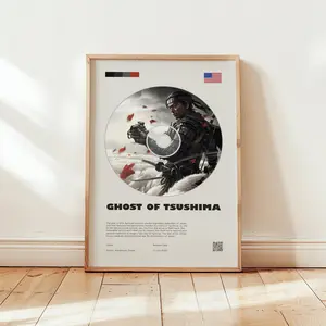Ghost of Tsushima Poster, Jin Sakai Wall Art, Minimalist Wall Decor, Video Game Print, Gift for Gamers Artistic Ornaments