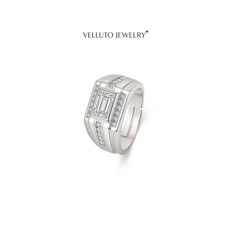 SILVER PLATED  MOISSANITE ADJUSTABLE 1.0CTW VVSD Color - Radiant - Gift Choice - Silver Plated Ring