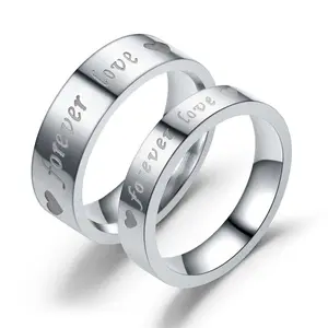 FOREVER LOVE couple ring silver couple ring stainless steel ring men and women daily wear gift