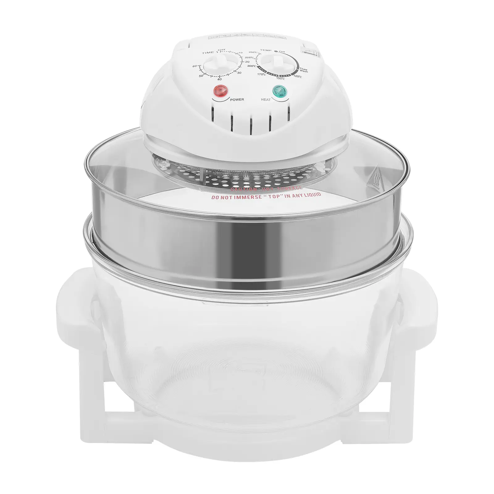 17.96Qt Glass Air Fryer, White 1400W Convection Oven with 360° Viewable Window, 482°F Timer for Home and Restaurant Cooking