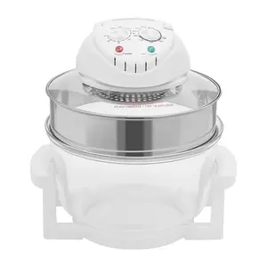 17.96Qt Glass Air Fryer, White 1400W Convection Oven with 360° Viewable Window, 482°F Timer for Home and Restaurant Cooking