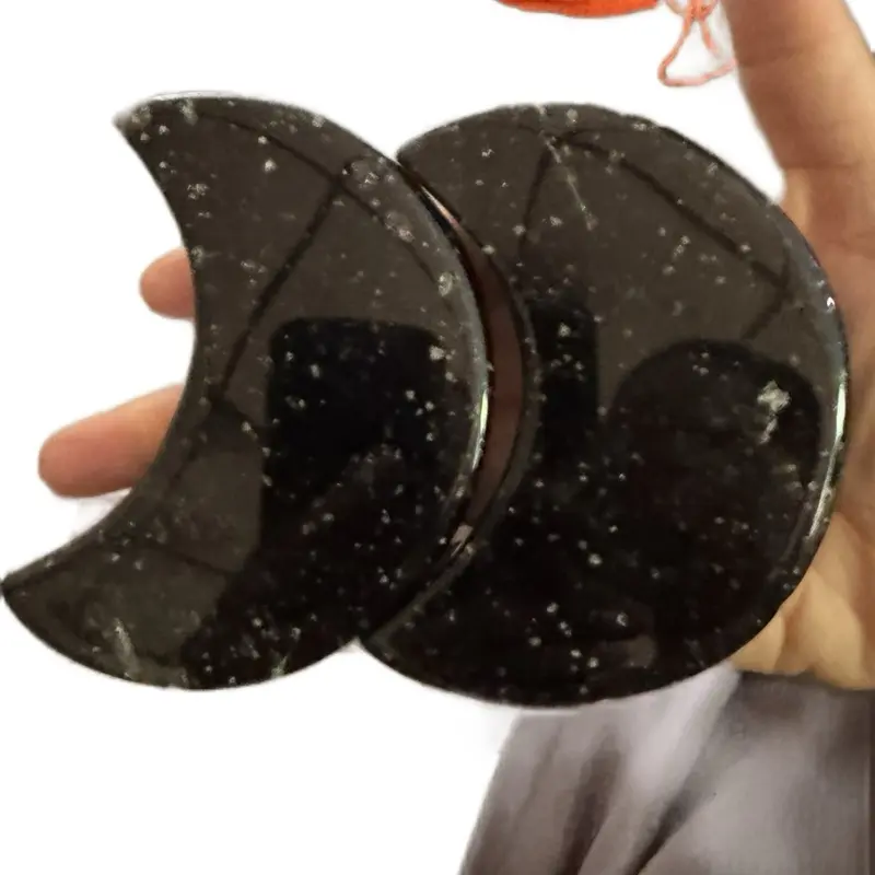 Noir Vault Celestial Crystal Set - Galaxy Obsidian Crescent & Full Moon Pair Home healing stones energy crystal energy protection