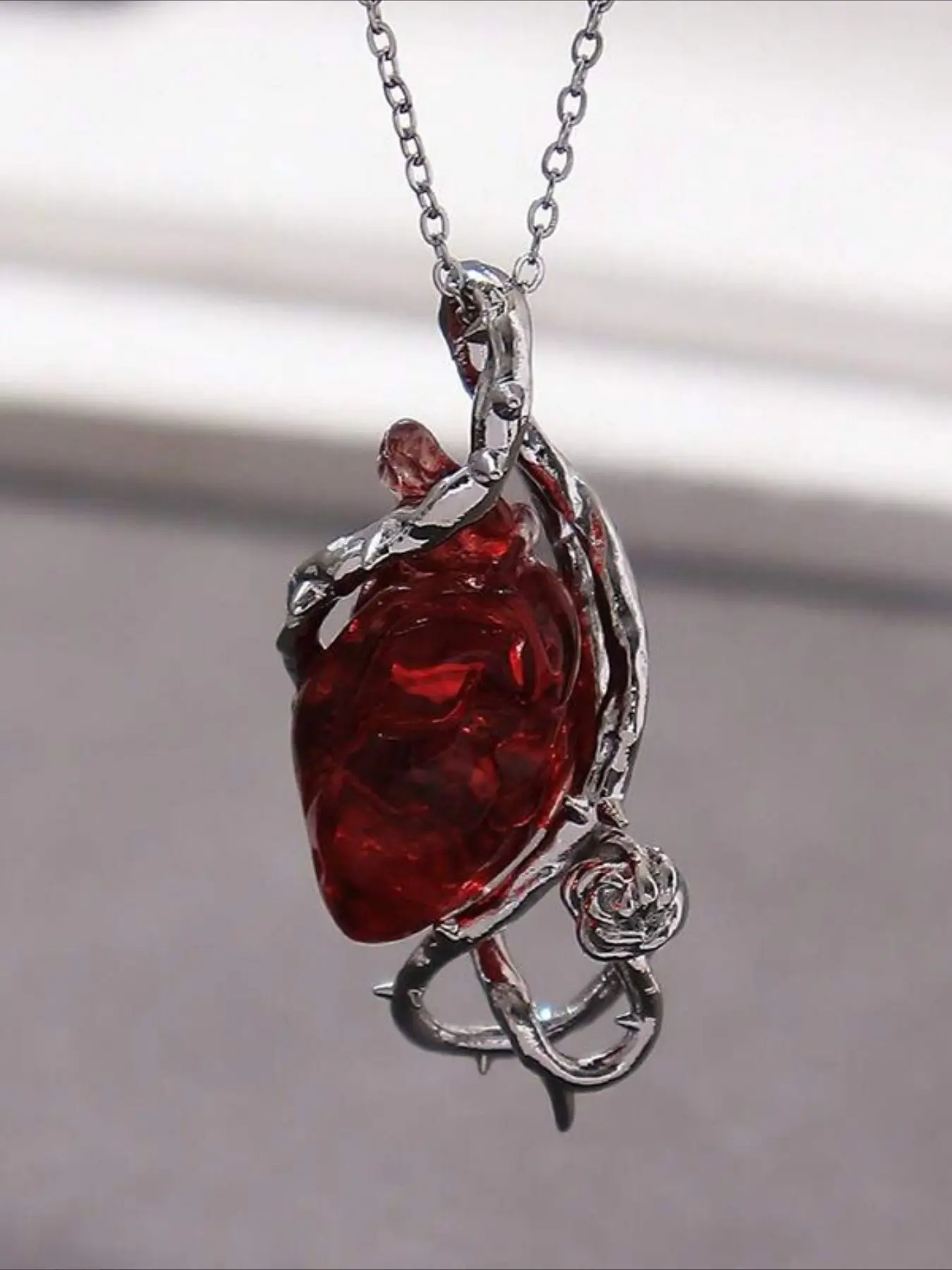Valentine's Day/Halloween Dark/Gothic Heart Shaped Couple Necklace Design Pendant Necklace Holiday Gift Statement Necklace Couples Necklace Love Heart Necklace Heart Pendant Necklaces
