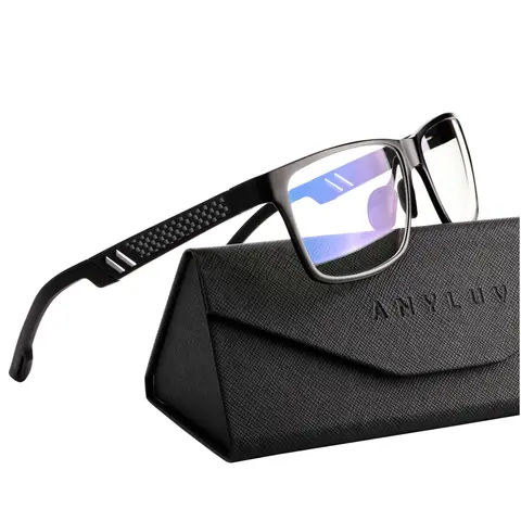 KALIYADI Men's High-Quality Blue Light Blocking Computer Gaming Glasses - Durable Al-Mg Metal Frame, UV400 Lenses, Anti-Eyestrain HD Eyewear, Game & Study Ready, Gift-Box Unbox Ideal Daily Accessory