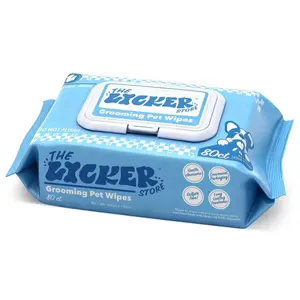 THE LICKER STORE Hydrating Hypoallergenic Unscented Dog Grooming Wipes with Aloe Vera, Chamomile, and Shea Butter