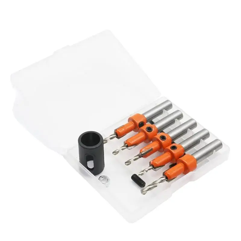 5PCS Adjustable Countersink Drill Bit Set - 8mm Metal Bits for Woodworking (Home Supplies, Festive Decorations Use), Adjustable Set