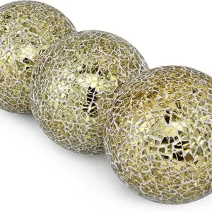 4" Decorative Orbs, Mosaic Sphere Balls, Centerpiece Balls for Bowls, Vases, Dining Table Decor
