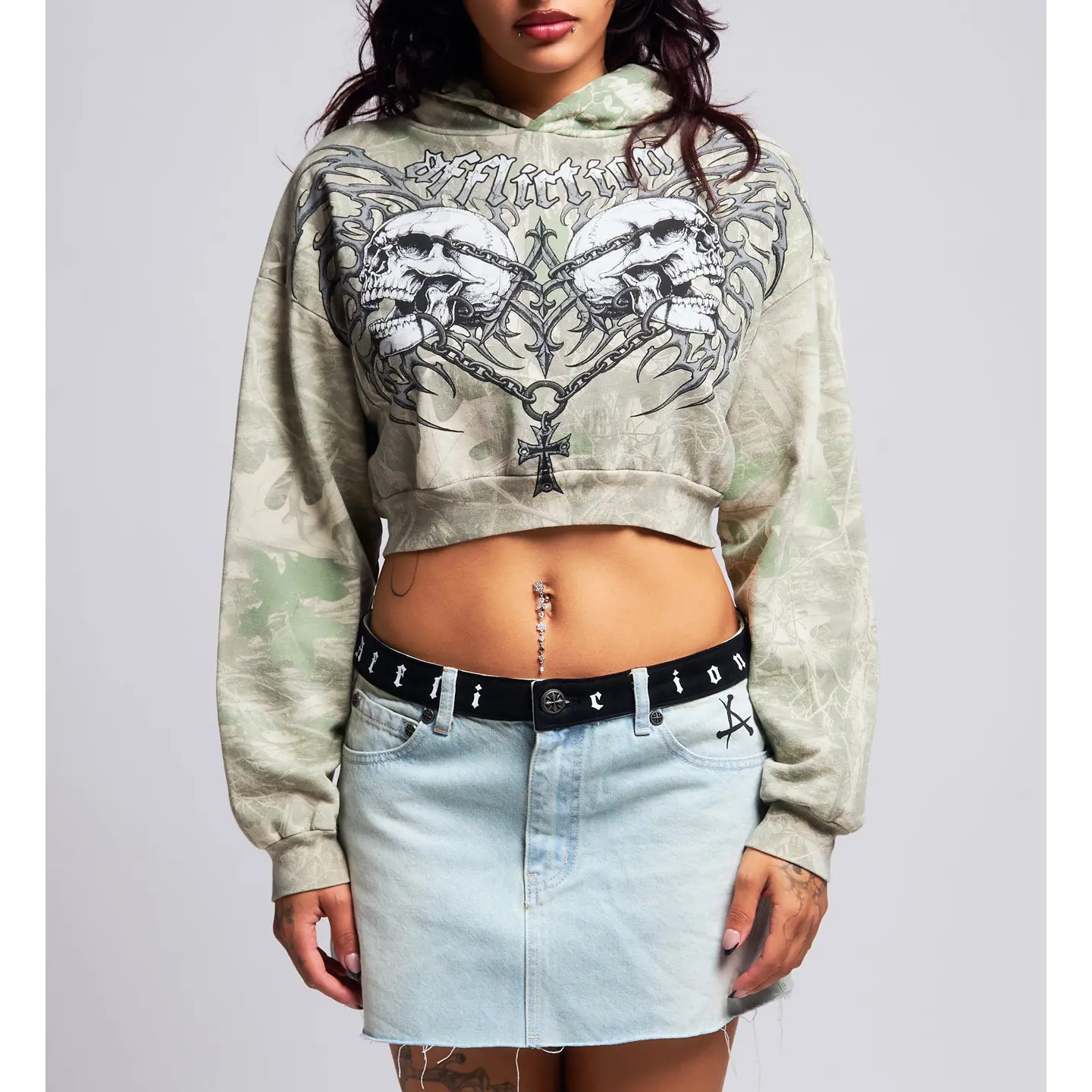 Affliction Women's Crop Hoodie Collapse