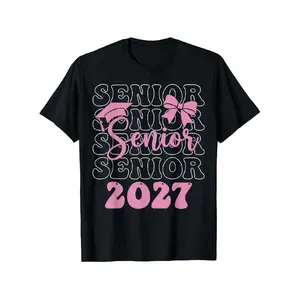 men's wear flash sale Senior 2027 Class of 2027 Graduation Pink Bow T-Shirt