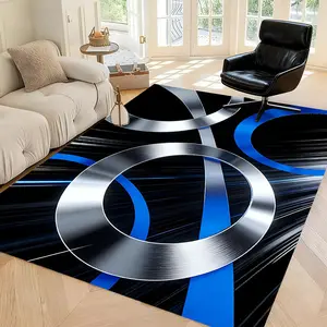 2D flat metallic circular pattern abstract art suitable for home decoration, bedroom and living room carpets, durable flannel carpets