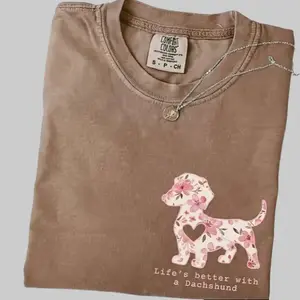 Comfort Colors Dachshund Shirt, Floral Doxie Mom Shirt, Cute Doxie T-Shirt, Doxie Mama Shirt, Dog Mama Gift For Dog Owner