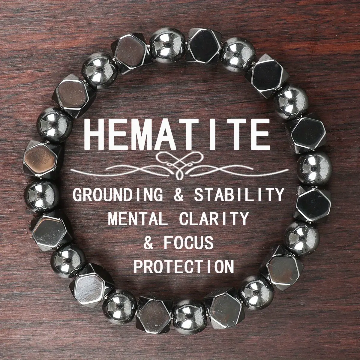 GADASLUY Men's High-Quality Hematite & Iron Bracelet - Men's Jewelry for Circulatory Health, Grounding, Mental Clarity, Focus, Protection, Confidence Boost, Daily Gift