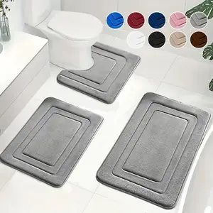3pcs/Memory Foam Bathroom Rug Set, Comfort Standing Mat. with U-Shaped Toilet Mat. Thick. Super Absorbent Soft Carpet, Ideal for Bathroom/Shower, Bathroom Supplies, Bathroom Floor Mat Non-Slip, Floor Mat Room, Floor Mat Outdoor Entrance