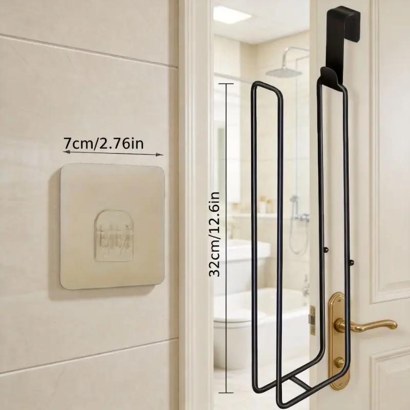 Luxury Wall-Mount Toilet Paper Holder with Hook - Modern Bathroom Accessory, Waterproof, Space-Saving, Auto-Feed Design, High-Pressure Silicone Plunger with Drain Cleaner + Grey Double Layer Shower Curtain Set