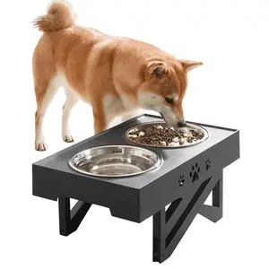 Elevated Dog Bowls with Slow Feeder, Heights Raised Dog Bowl Stand with Two 1.6L Stainless Steel Food & Water Bowls, for Large Medium, Small Dog & Cats